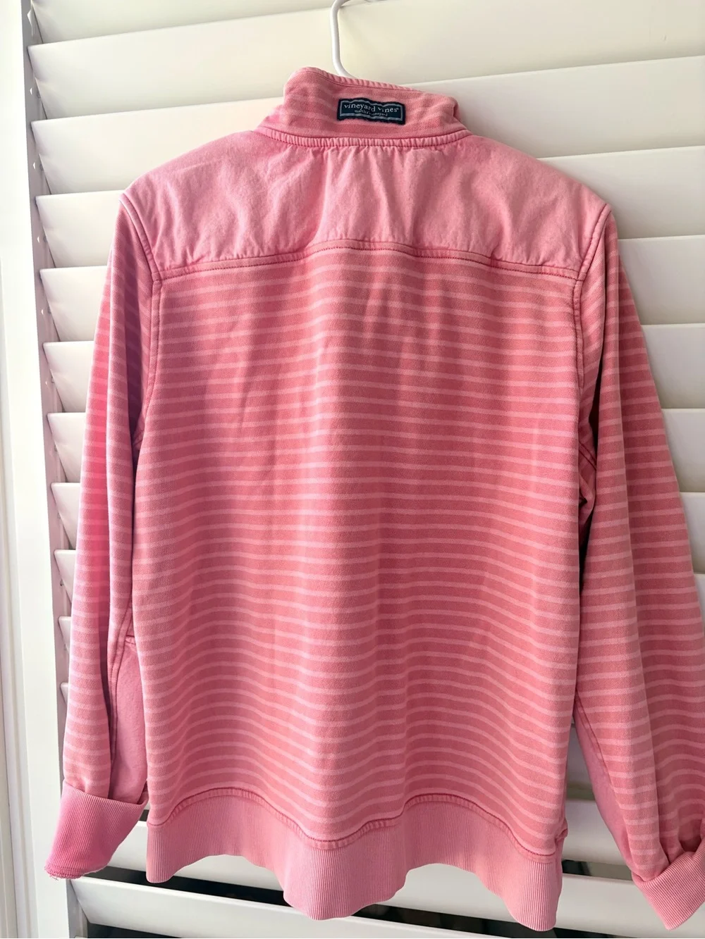 Vineyard Vines Coral Pink Striped Quarter-Snap Pullover - Picture 6 of 6
